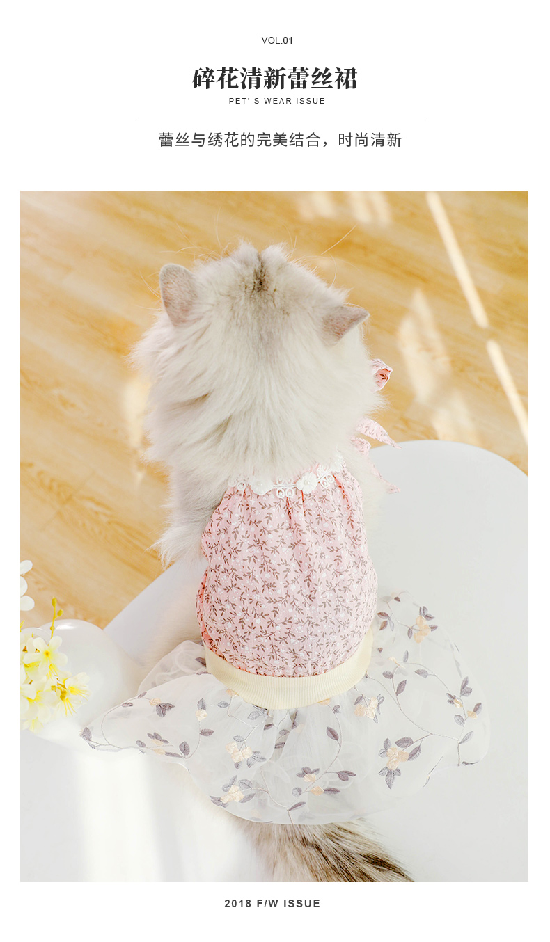小猫咪衣服幼猫奶猫夏季可爱夏天薄款夏装宠物猫猫的公主纱裙裙子（数据测试）