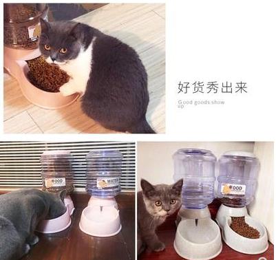 博美喂猫双碗饮水泰迪松狮宠物喂食器猫咪家用机大中小型杯子喂水（测试数据）