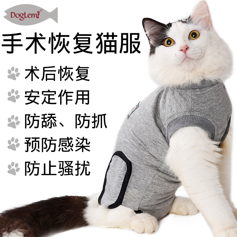 doglemi多乐米猫咪绝育衣服猫猫手术服断奶服公母猫夏天术后防舔（数据测试）